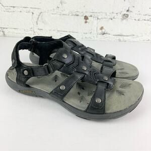 Merrell Adhera Black Ankle Back Strap Leather Sandals 7